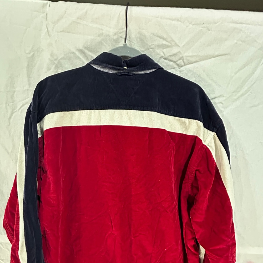 Vintage Tommy Hilfiger Corduroy Shirt Men’s Long Sleeve Y2K Red White Blue XL - Picture 8 of 13